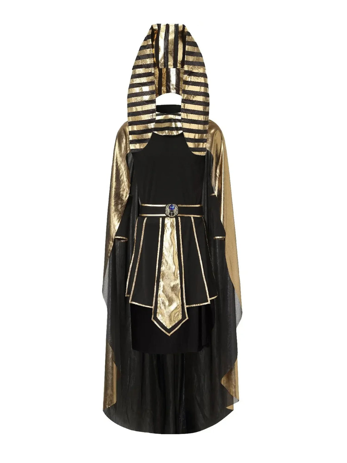 Ägyptisches Kostüm für Herren im antiken Pharao-Stil mit gold-schwarzem Design