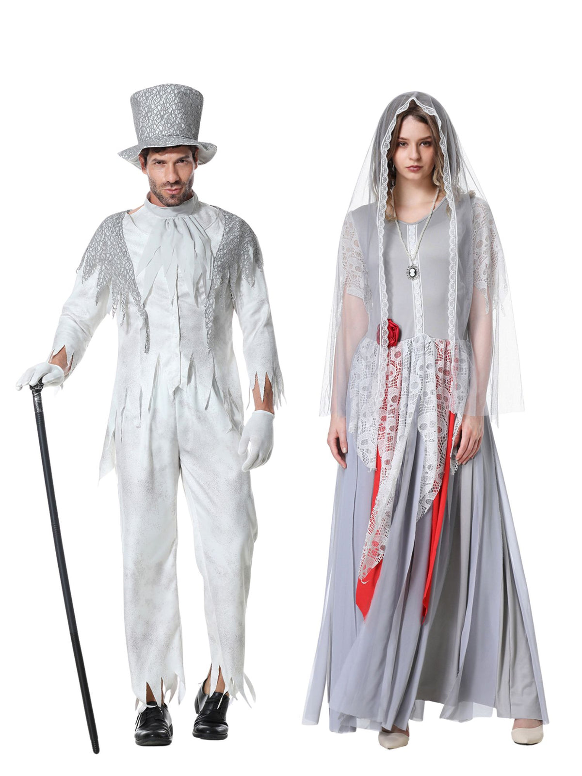 Corpse Bride Paar Kostüm für Erwachsene im klassischen Braut- und Bräutigam-Stil