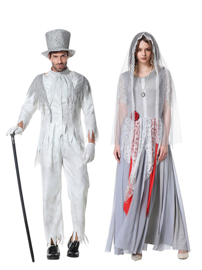Corpse Bride Paar Kostüm für Erwachsene im klassischen Braut- und Bräutigam-Stil