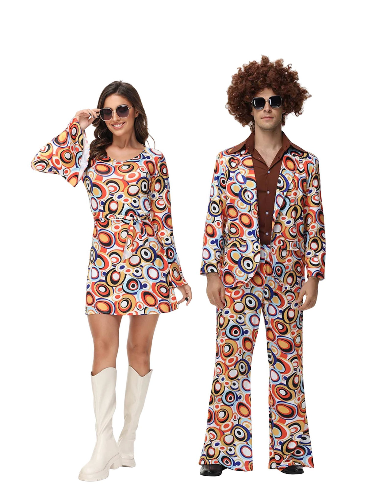 Ronderf | Retro Paar Kostüm | 70er 80er Disco Hippie Stil