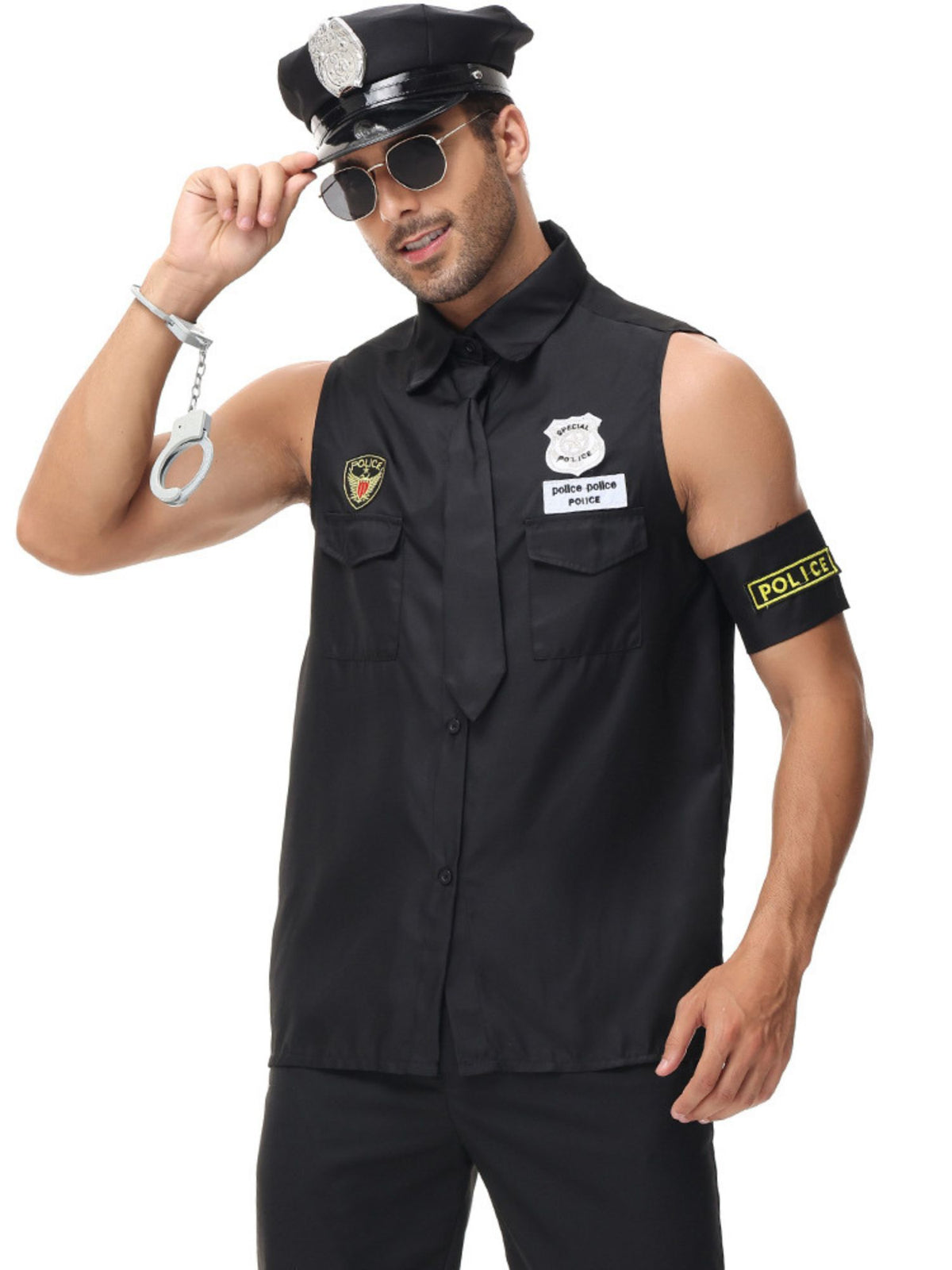 Polizei Kostüm für Herren im klassischen Uniform-Stil in Schwarz