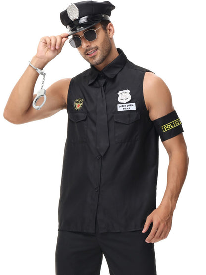Polizei Kostüm für Herren im klassischen Uniform-Stil in Schwarz