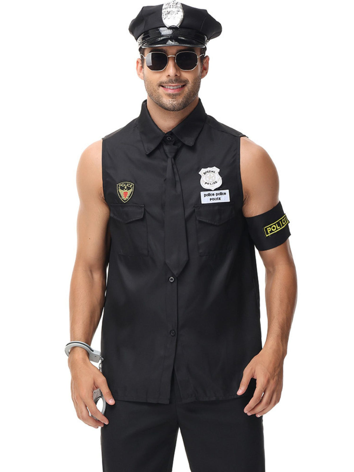 Polizei Kostüm für Herren im klassischen Uniform-Stil in Schwarz