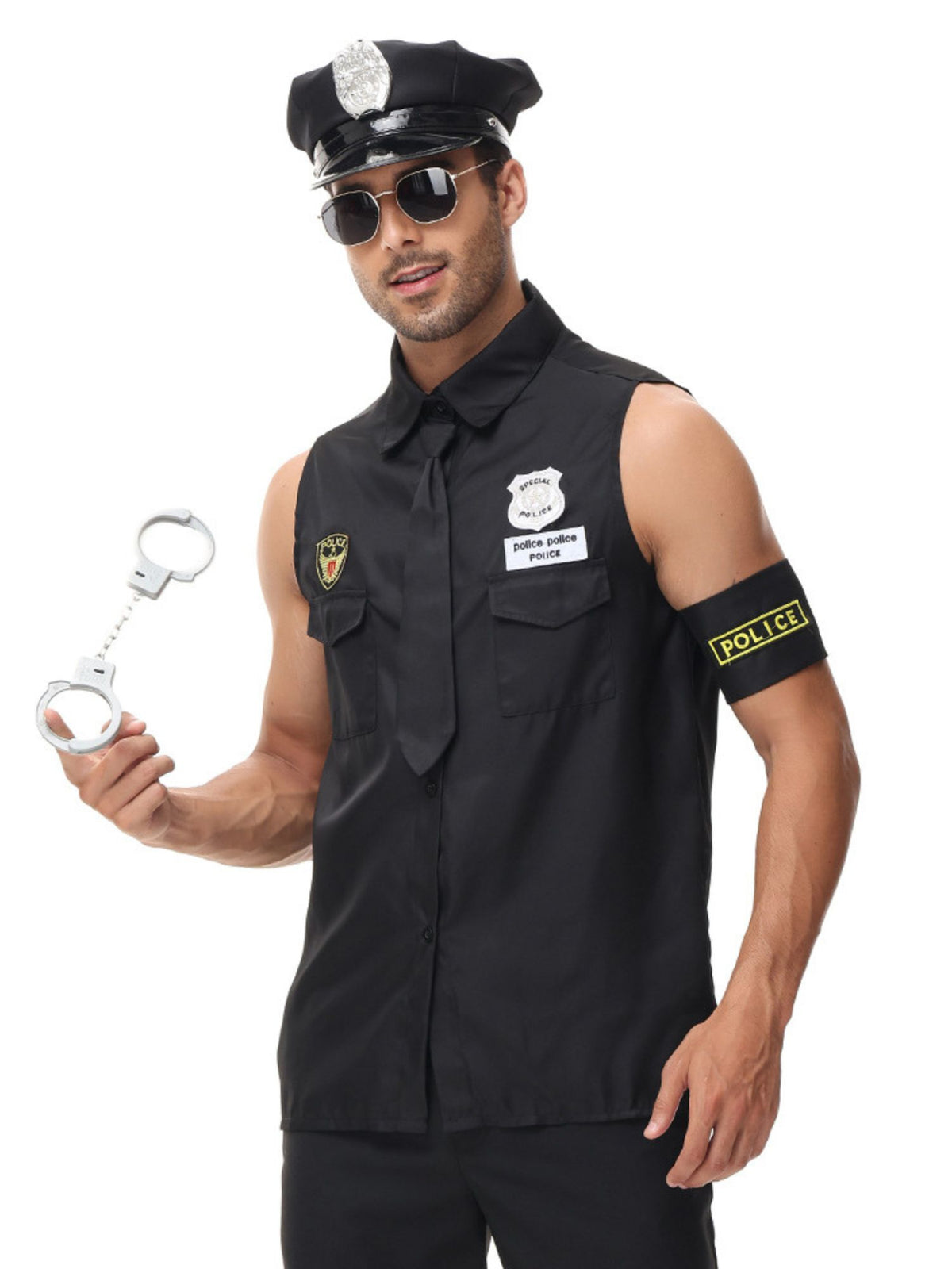 Polizei Kostüm für Herren im klassischen Uniform-Stil in Schwarz