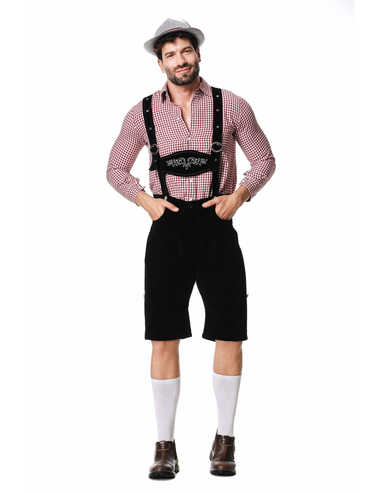 Oktoberfest Kostüm für Herren im traditionellen bayerischen Trachtenstil in Schwarz und Braun
