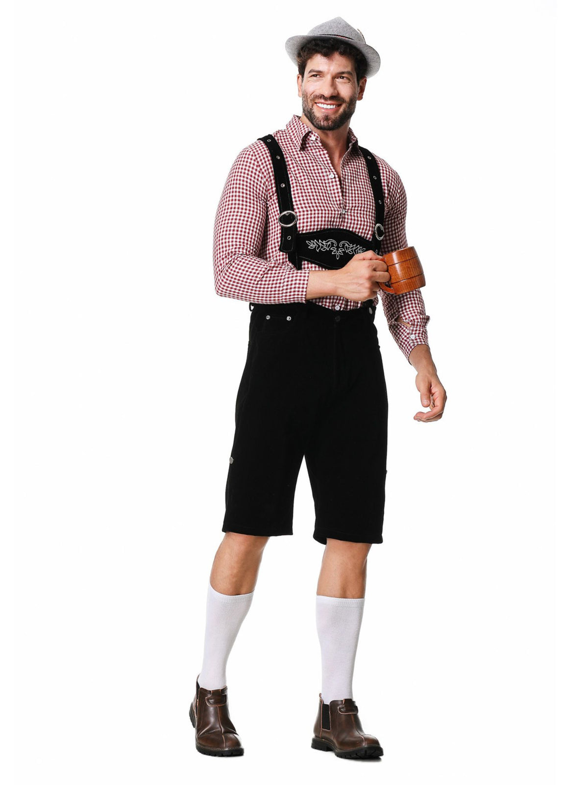 Oktoberfest Kostüm für Herren im traditionellen bayerischen Trachtenstil in Schwarz und Braun